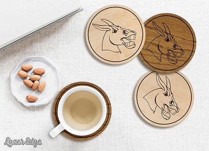 LazerEdge Central Missouri Mules Wooden Coaster Set - Maple Wood - Officially Licensed Product - 4-Pack