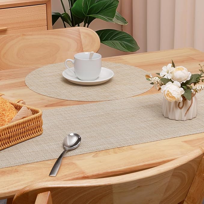 Table Runner 72 Inches Long, Vinyl Woven Heatproof Table Runners | Washable - Image 4