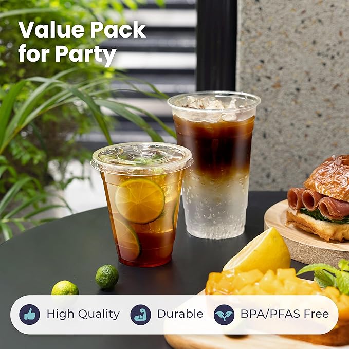 Fit Meal Prep 100 Pack 16 oz Plastic Iced Coffee Cups - Image 4