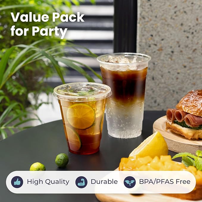 Fit Meal Prep 100 Pack 24 oz Plastic Iced Coffee Cups - Image 4