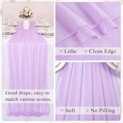 10FT Lavender Chiffon Table Runners 30x120 Inches Boho Fabric Sheer Table Runner - Image 4