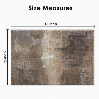 Emvency Farmhouse Placemats Set of 4, 12x18 Inch Abstract Grey and Dark Brown Art Painting Table Mats for Outdoor Home Party Kitchen Dining Decoration