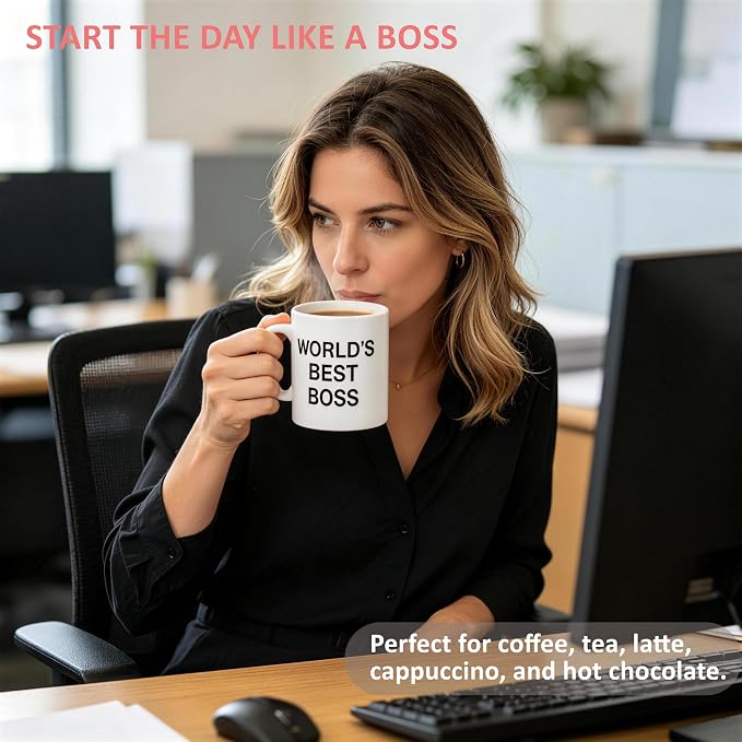 Worlds Best Boss Mug for Managers and Coworkers, Funny Boss Gift Cup | 11oz - Image 4