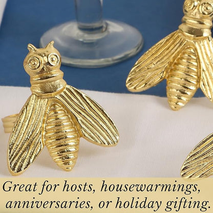 12 Pcs Decorative Fly Napkin Rings - Metal Napkin Rings Table Decor Napkin Ring, Dining Cloth Napkin Holder, Farmhouse Napkin Ring, Modern Napkin Holders (Gold) - ALPHA Living HOME