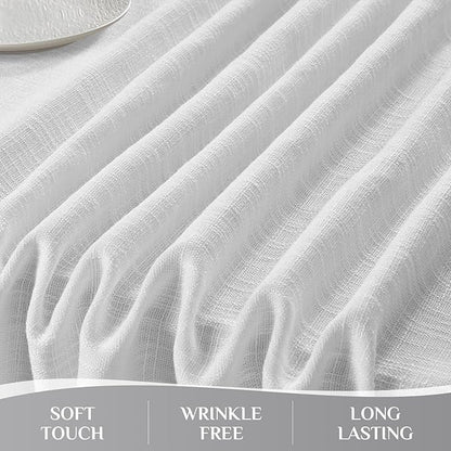 Softalker Linen Textured Rectangle Tablecloth, Waterproof Wipeable Farmhouse Burlap Table Cloth, Stain Resistant Wrinkle Free Table Covers for Kitchen Dining Holiday Party (52 x 70, White)