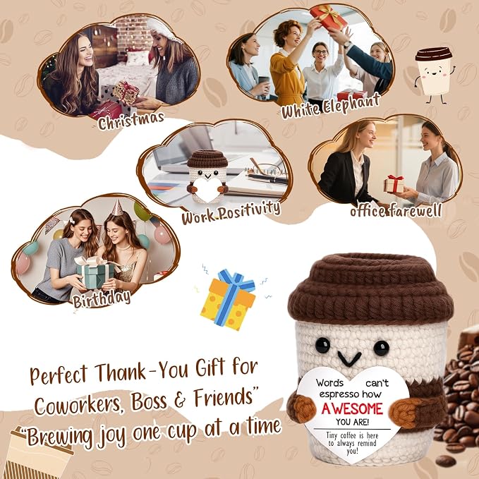 Positive Crochet Coffee Cup Cheer Up Gift, Inspirational Gift - Image 5
