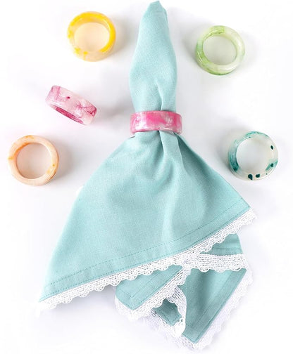 ALPHA Living HOME Epoxy Resin Napkin Rings -Set of 12 Colorful Napkin Ring Holders 1.5" Napkin Rings for Christmas Party Decoration, Dinning Table, Family Gatherings, Table Décor(Multi Pastel)