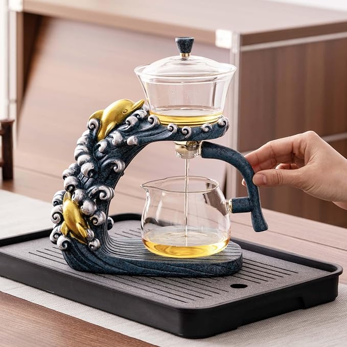 Zurucily Glass Teapot Set with Infuser Semi Automatic Tea Set Magic Teapot by zurucily
