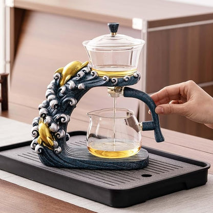 Zurucily Glass Teapot Set with Infuser Semi Automatic Tea Set Magic Teapot by zurucily