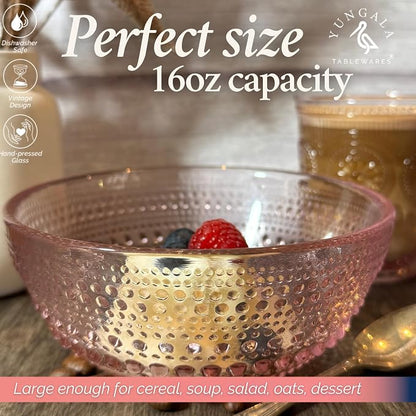 Vintage Hobnail Pink Glass Bowl Set of 4 – 20oz - Image 8