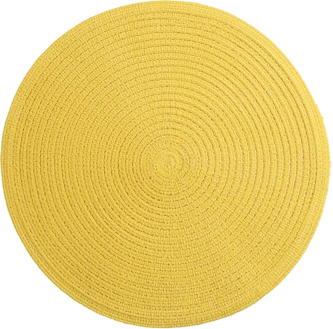 SHACOS Round Braided Placemats Set of 8 Washable Table Mats 15 inch Round - Image 3