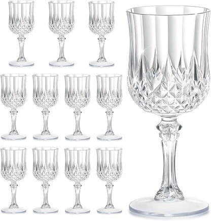 7OZ Plastic Wine Glasses, Reusable Vintage Goblets Unbreakable Drinking Glasses by Unknown