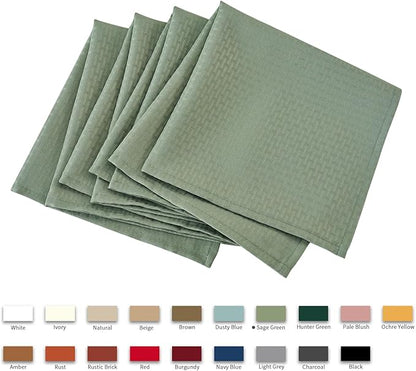 maxmill Cloth Napkins Weaved Texture Pattern Soft Comfortable and Luxury Serviette for Restaurant Family Dinners Weddings Parties and Banquets Set of 4 Pieces, 20 x 20 Inch Sage Green