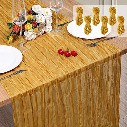6 Pack Cheesecloth Table Runner 10Ft Christmas Gauze Boho Table Runners by Home