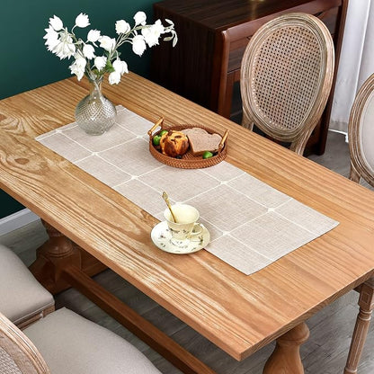 NEWISHER Rustic Embroidered Plaid Cloth Small Table Runner 36 inches | by Newisher