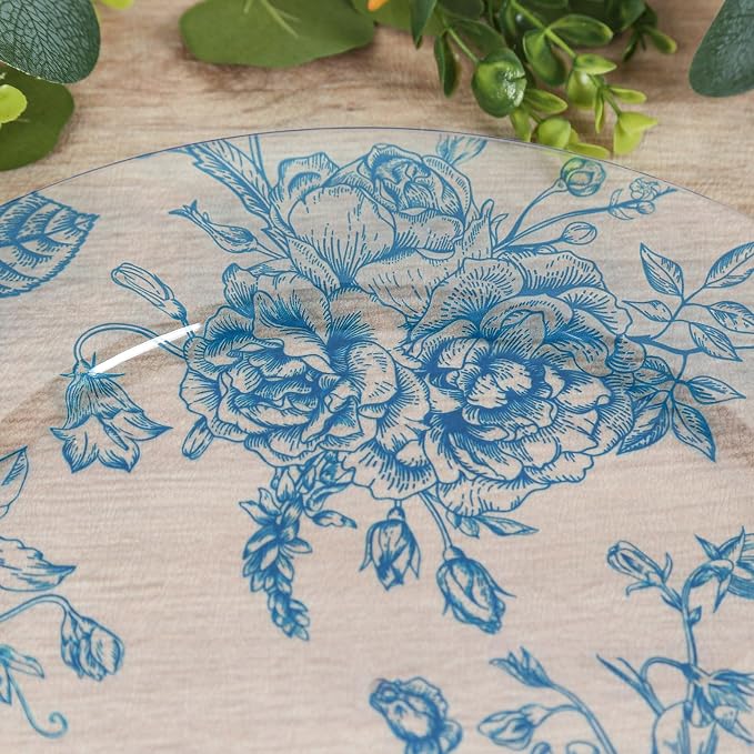 Efavormart 6 Pack Floral Acrylic Charger Plates in French Toile Pattern - Image 7