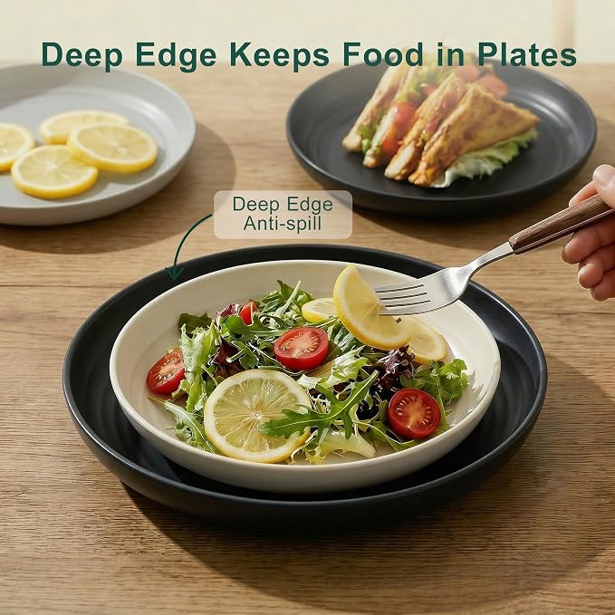 40 Piece Plates and Bowls Sets for 8, Unbreakable Wheat Straw Dinnerware Sets - Image 6
