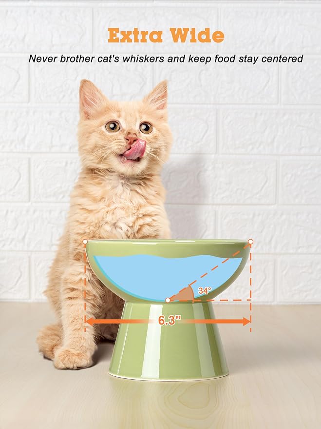 LoeJan Elevated Cat Food and Water Bowls Set, Extra Wide and Raised Ceramic - Image 6
