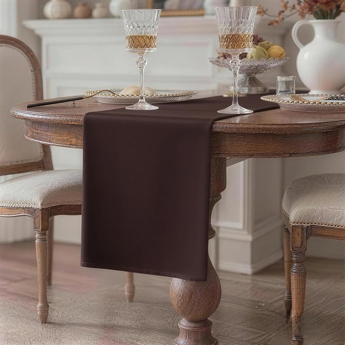 Brown Table Runner, Waterproof Washable Runners 48 Inches Long | Reusable 12x48 - Image 2