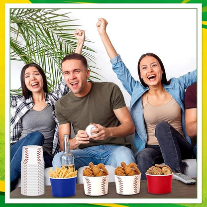 CHENGU 60 Pcs Baseball Snack Cups 9 oz Baseball Disposable Ice Cream Bowls - Image 5