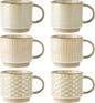 GBhome 12 OZ Stackable Coffee Mugs Set of 6, Ceramic Blue Coffee Cups Set | 3 by GBhome