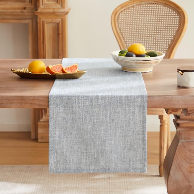 Rustic Cotton Linen Table Runner, 13x72 Inches Blue | Farmhouse Style Linen - Image 4