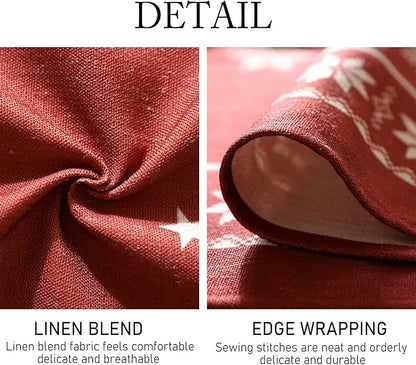 ISAENNE Designer Christmas Red Extra Long Rectangle Tablecloth,Linen Table Cloth with Snowflakes Pattern,Wrinkle Resistant Decor Tablecloths for Dining Kitchen Thanksgiving,67"*118"-Carol C