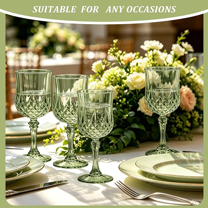 7OZ Plastic Wine Glasses, Reusable Vintage Goblets Unbreakable Drinking Glasses - Image 5