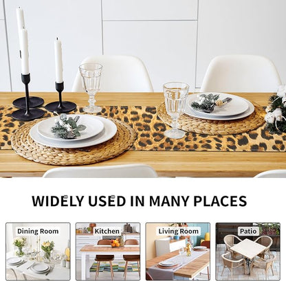 Linen Leopard Print Table Runner 13x71 Inch Farmhouse Western Leopard Decor - Image 3