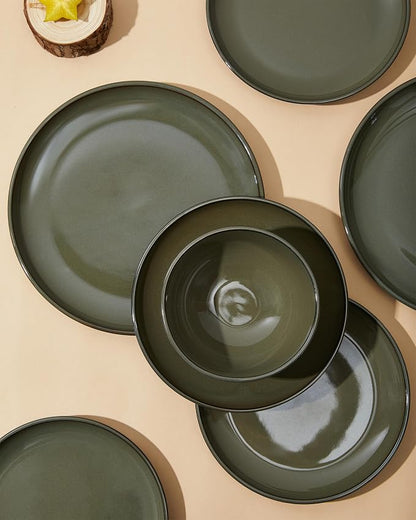 24 Piece Dinnerware Set for 8, Santorini Mist Terracotta Plates and Bowls Sets - Image 7