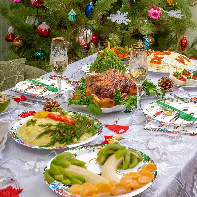 96 Pieces Christmas Ballet Party Tableware Set – Festive Disposable Dinnerware - Image 5