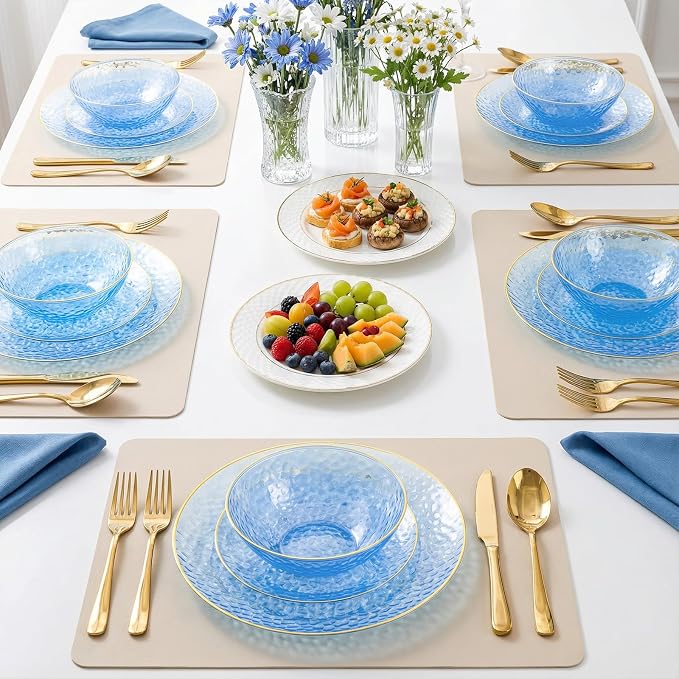 Tinybee 30 Pack Blue Plastic Bowls - Image 6