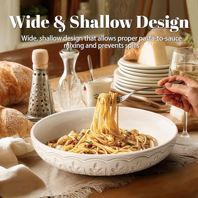 Pasta Bowls, 50oz Large Salad Serving Bowls, 9.75'' Plates Bowls Set of 4 - Image 6