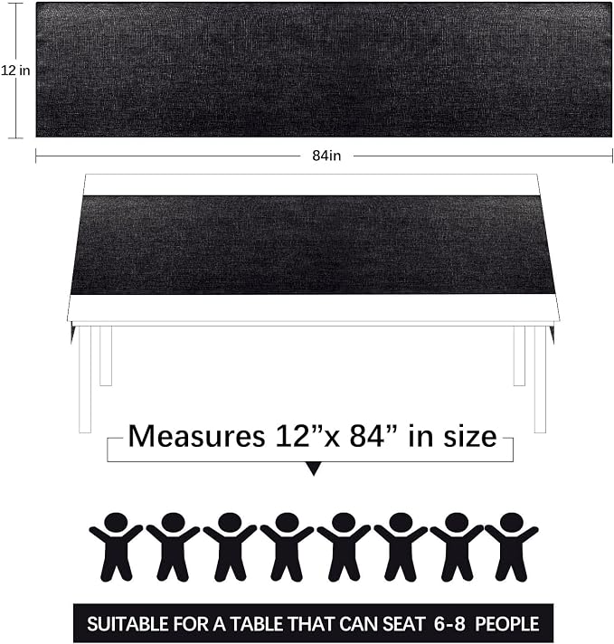 Black Burlap Table Runners 2 Packs 12x84 Inch Rustic Boho Table Runner | - Image 6