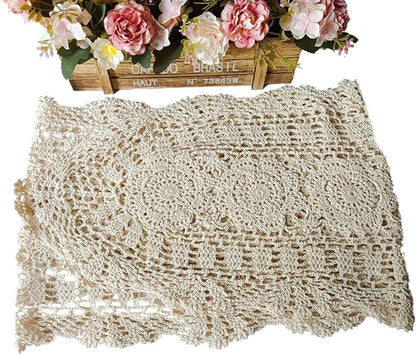 Phantomon Oval Lace Table Runner Doilies Floral Table Scarf Furniture Cloth - Image 5