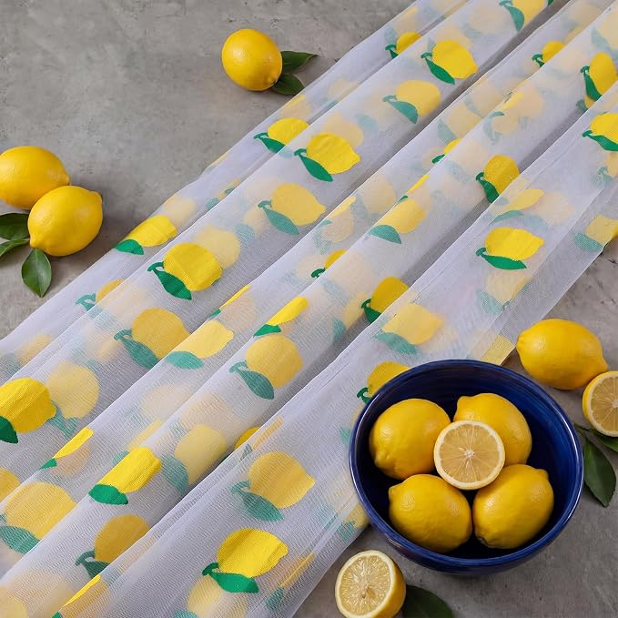 4 Pcs Lemon Tulle Table Runner 29 x70 inch Lemon Lace Table Runner Lemonade - Image 2