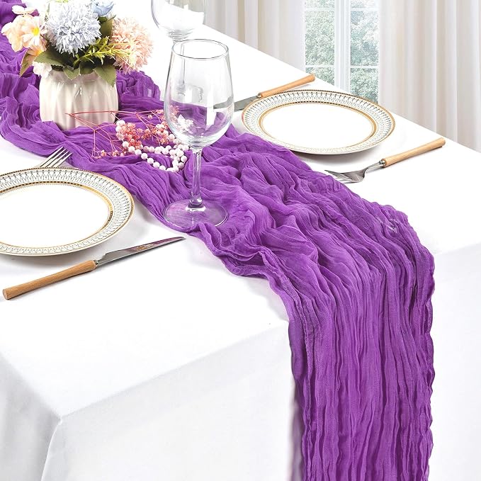 12 Pack Purple Cheesecloth Table Runner 17 x 108 Inch | Boho Gauze Cheese Cloth - Image 3