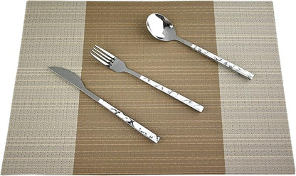 Gugrida Vinyl Grey Florals Placemats Heat Resistant Dining Table Mats Non-Slip Washable Place Mats Set of 6