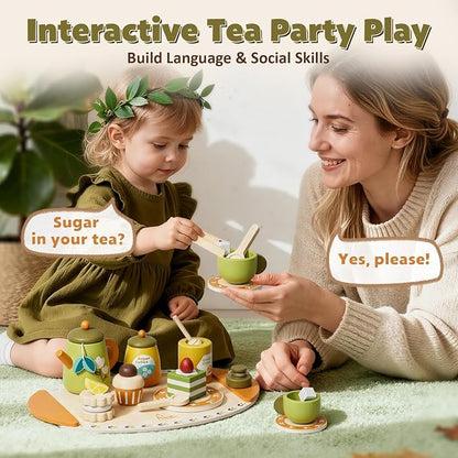 Wooden Tea Party Set for Toddlers 3-5 - Image 5