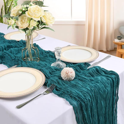 6 Pack 10Ft Teal Cheesecloth Table Runner 23 x 120 Inch | Gauze Rustic Boho - Image 2