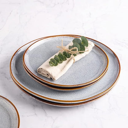AmorArc Ceramic Plates Set of 6, 8.5 Inch Handmade Reactive Glaze Stoneware Plates set for Dessert, Salad, Appetizer, Small Dinner Plates, Microwave&Dishwasher Safe, Scratch Resistant - Blue