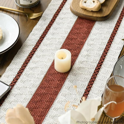 Artoid Mode Caramel Rustic Woven Table Runner 12x72 Inch | Holiday Farmhouse - Image 3