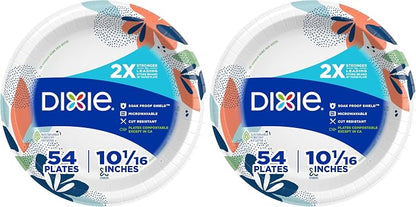 Dixie Large Paper Plates, 10 Inch, 2X Stronger*, Microwave-Safe, Soak-Proof by Unknown