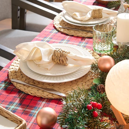 6 Pack, Round Woven Placemats, Natural Water Hyacinth Wicker Place mats - Image 4