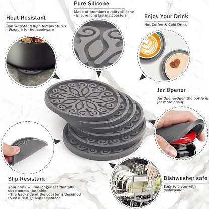 Coasters for Drinks, Resistant Reusable Silicone Coasters - Image 5
