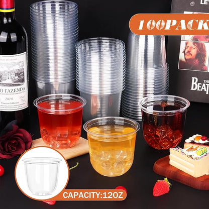 KesaPlan 100 Pcs 12oz Plastic Clear Cups, Disposable Wine Cocktail Glasses | - Image 2