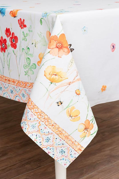 Maison d' Hermine Table Cloth Rectangle Table 100% Cotton 60 x 108 Inches Tablecloth Reusable Decorative for Dining Room Farmhouse Home Valentines Day Decorations Spring Summer - Summer Whisper
