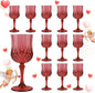 12Pack Plastic Wine Glasses, 7oz Vintage Goblets by LEYIQU