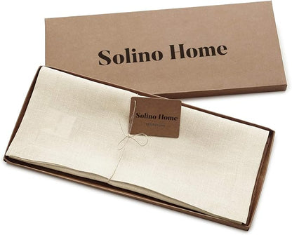 Solino Home 100% Linen Dining Table Runner Ivory Woven, Fete 14 x 60 in | Table - Image 7