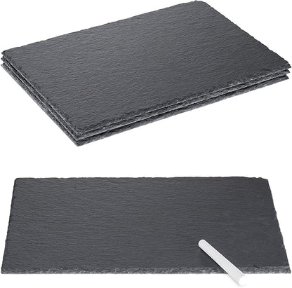 Navaris Natural Slate Serving Plates - Set of 4 Place Mat Serving Trays - Medium Rectangular Stone Table Mat Serving Platter Tiles - 11.8" x 7.8"